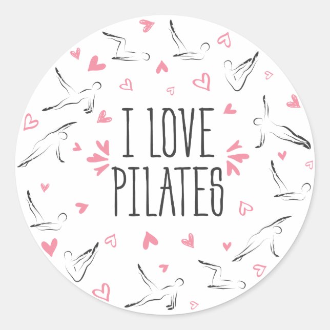 Adesivo EU AMO PILATES Pilatos Possui em forma de círculo (Frente)