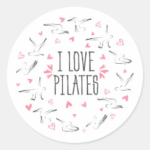 Adesivo EU AMO PILATES Pilatos Possui em forma de círculo