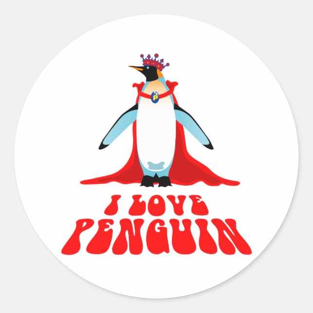 Adesivo Eu Amo Pinguim (Frente)