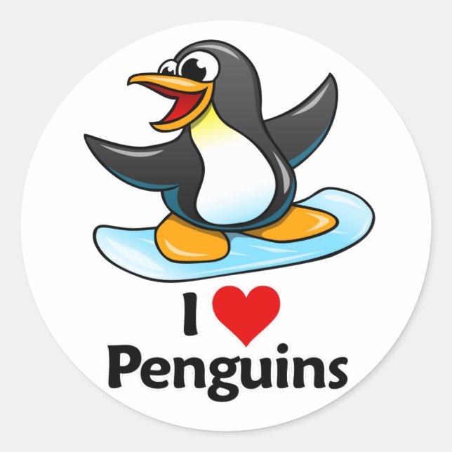 Adesivo Eu Amo Pinguins (Frente)