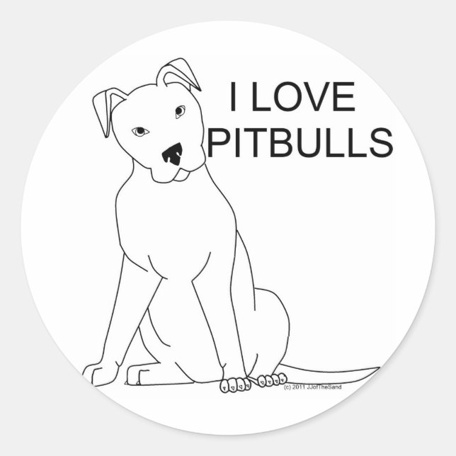 Adesivo Eu Amo Pitbulls (Frente)