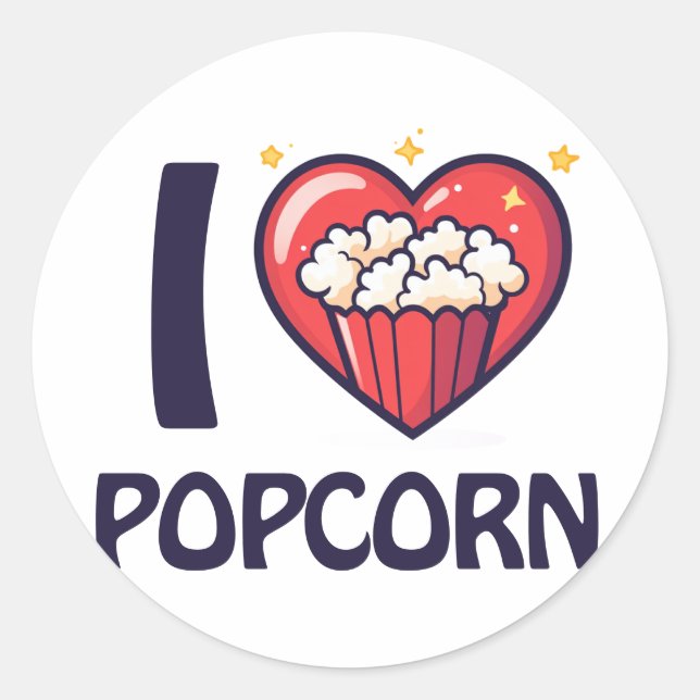 Adesivo Eu amo Popcorn (Frente)