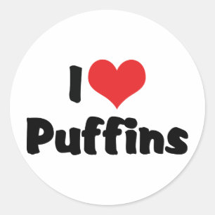 Adesivo Eu Amo Puffins de Coração