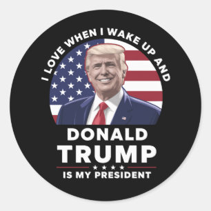 Adesivo Eu amo quando acordo e Donald Trump é meu presiden