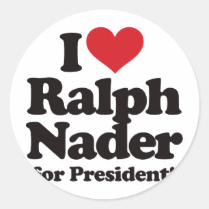 Adesivo Eu amo Ralph Nader para o presidente