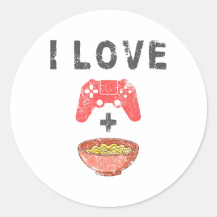 Adesivo Eu Amo Ramen E Jogos Divertido Retro Noodles Gamer