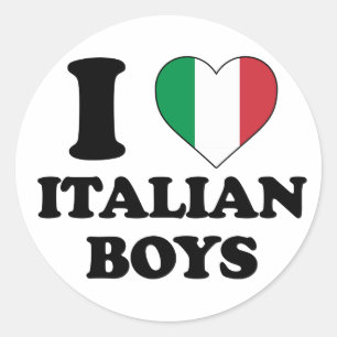 Adesivo Eu Amo Rapazes Italianos Bandeira da Itália Coraçã
