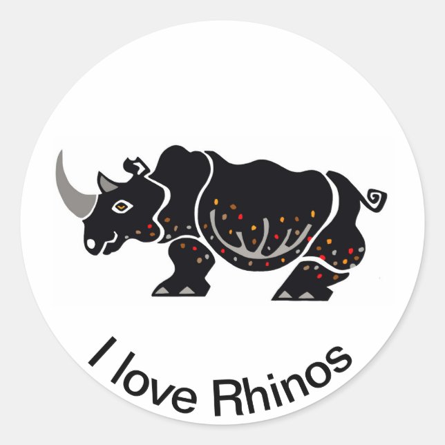 Adesivo Eu amo RHINOS - Vida selvagem africana - natureza  (Frente)