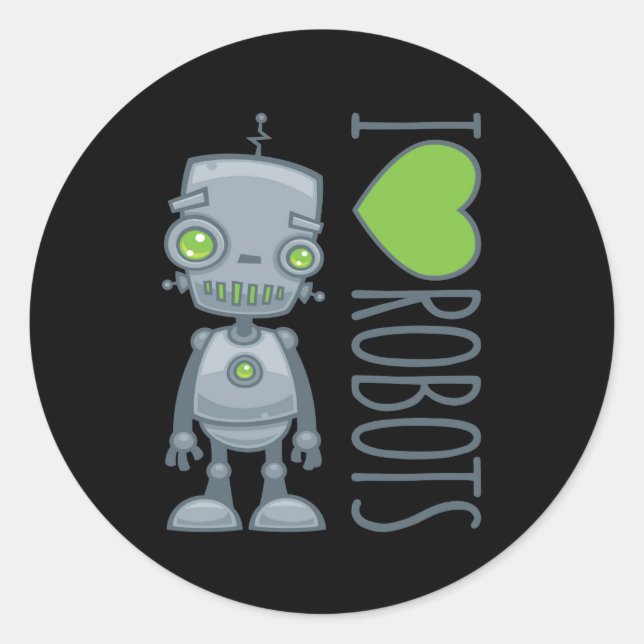 Adesivo Eu amo robôs (Frente)