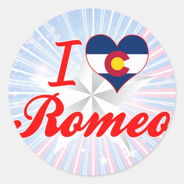 Adesivo Eu Amo Romeo, Colorado (Frente)
