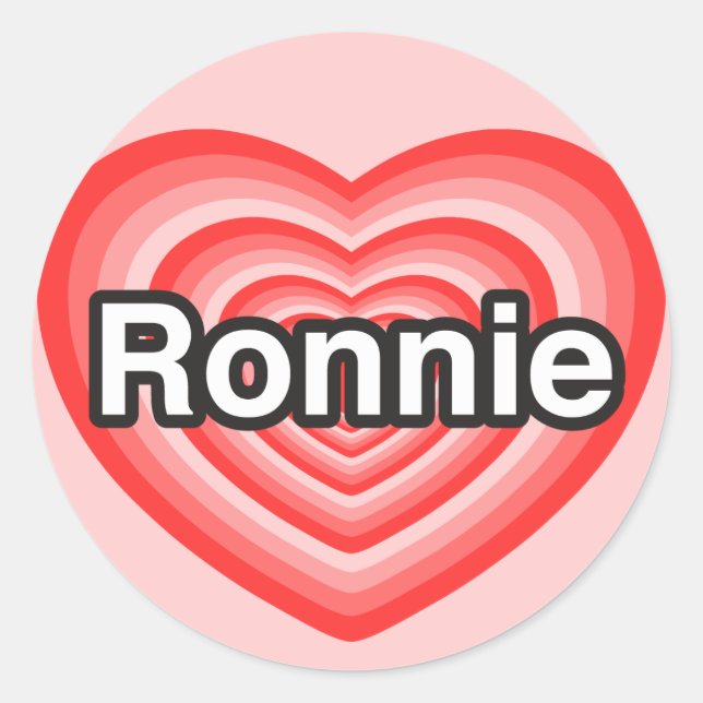 Adesivo Eu amo Ronnie. Eu te amo Ronnie. Coração (Frente)