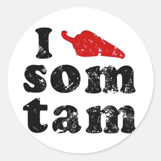 Adesivo Eu Amo Som Tam ☐ Comida Tailandesa Isaan Laos (Frente)