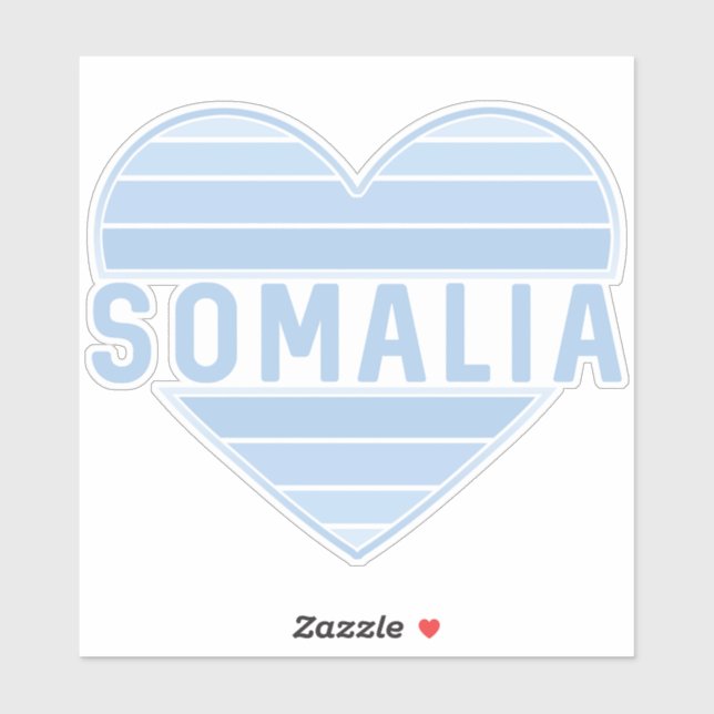 Adesivo Eu Amo Somália, Coração Somali (Folha)