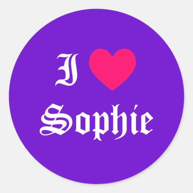 Adesivo Eu Amo Sophie (Frente)