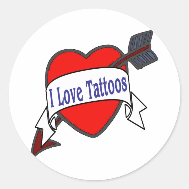 Adesivo Eu Amo Tatuagens (Frente)