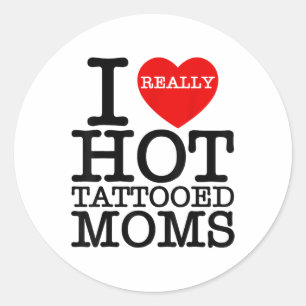 Adesivo Eu Amo Tatuagens Quentes Mães Coração Vermelho Eng