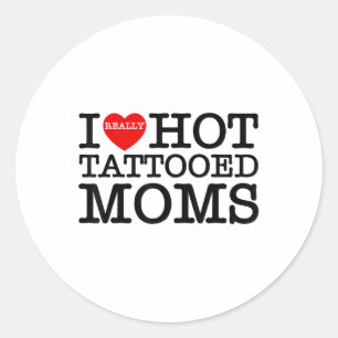 Adesivo Eu Amo Tatuagens Quentes Mães Coração Vermelho Eng