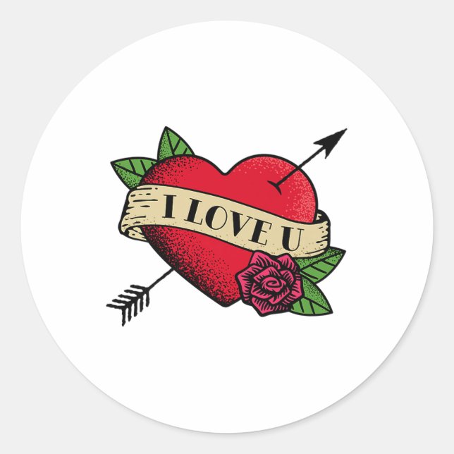 Adesivo Eu Amo U Tatuagem Premium _1 (Frente)
