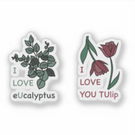 Adesivo EU AMO Ucalyptus E EU TE AMO TUlip