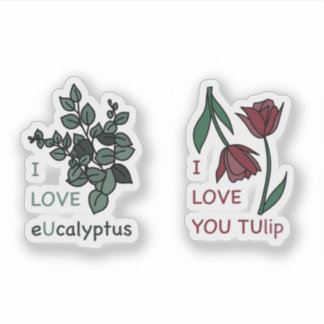 Adesivo EU AMO Ucalyptus E EU TE AMO TUlip