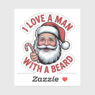 Adesivo Eu Amo um Homem Com uma Barba Papai Noel Barbudo N
