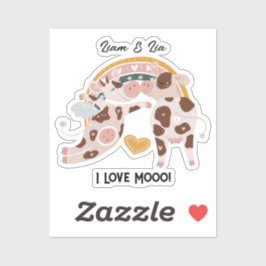 Adesivo Eu Amo Uma Vaca Mooo Bonita Personalizada Dando-Lh