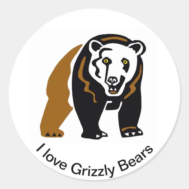Adesivo Eu amo ursos Grizzly - guerreiro da vida selvagem  (Frente)