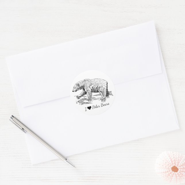 Adesivo Eu Amo Ursos Polares (Envelope)