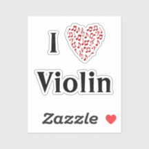 Eu Amo Violino Coração Vermelho de Notas Musicais