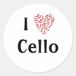 Adesivo Eu Amo Violoncelo Coração Vermelho de Notas Musica