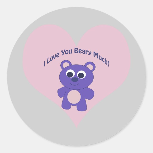 Adesivo Eu Amo Você Beber Muito Urso Roxo (Frente)