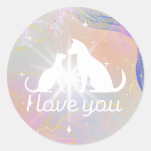 Adesivo "Eu Amo Você" Gato Duo Sticker