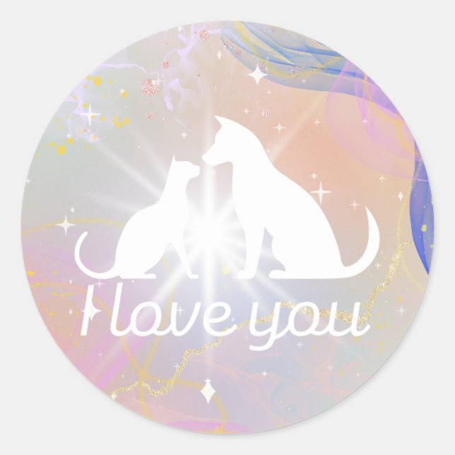Adesivo "Eu Amo Você" Gato Duo Sticker (Frente)