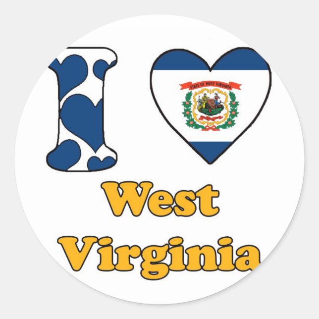 Adesivo Eu amo West Virginia (Frente)