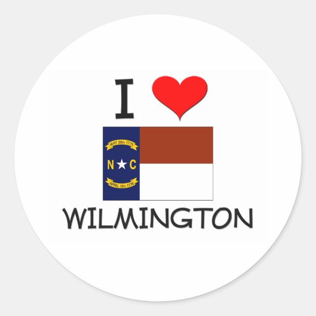 Adesivo Eu Amo Wilmington North Carolina (Frente)