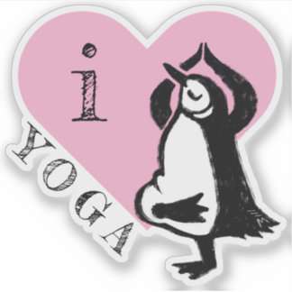 Adesivo Eu Amo Yoga Penguin
