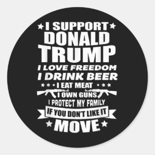 Adesivo Eu Apoio Donald Trump I Love Freedom I Beer Beer B
