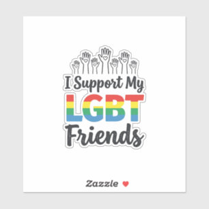 Adesivo Eu Apoio Meus Amigos LGBT Orgulho Arco-Íris Vetor 
