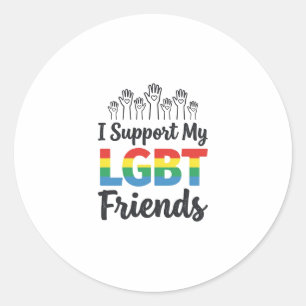 Adesivo Eu Apoio Meus Amigos LGBT Orgulho Arco-Íris Vetor 