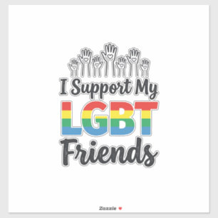 Adesivo Eu Apoio Meus Amigos LGBT Orgulho Arco-Íris Vetor