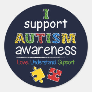 Adesivo Eu Apoio o Conhecimento do Autismo Amor Entendimen