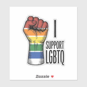 Adesivo Eu Apoio o Orgulho LGBTQ Vintage Camiseta do Punho