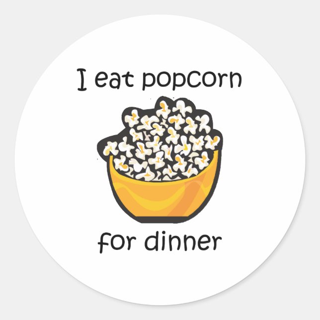 Adesivo Eu Comi Pipoca Para Jantar Design Engraçado (Frente)