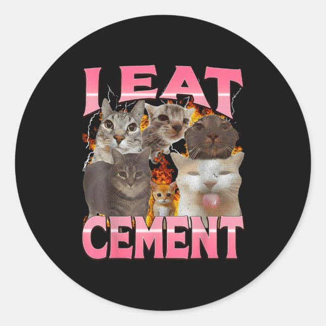 Adesivo Eu Como Cimento Gato Engraçado Meme Memes da Inter (Frente)