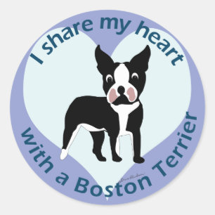 Adesivo Eu compartilho meu coração com um Boston Terrier