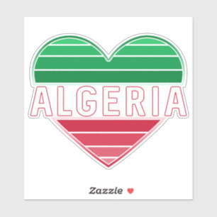 Adesivo Eu Coração a Argélia, as Cores de Bandeira Argelin