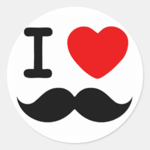 Adesivo Eu coração / Amo bigode / bigode