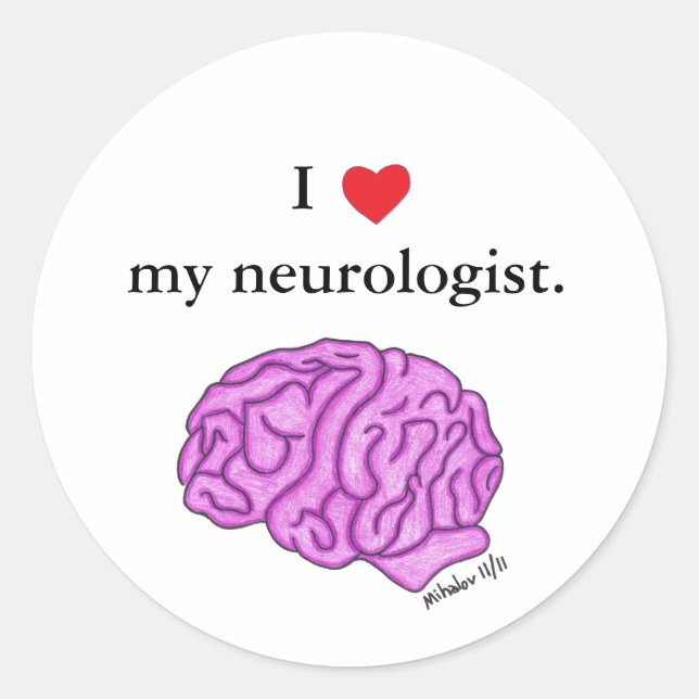 Adesivo Eu [coração] meu neurologista (Frente)