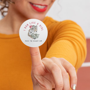 Adesivo Eu Corro Como Uma Rapariga Motivacional Vermelha L