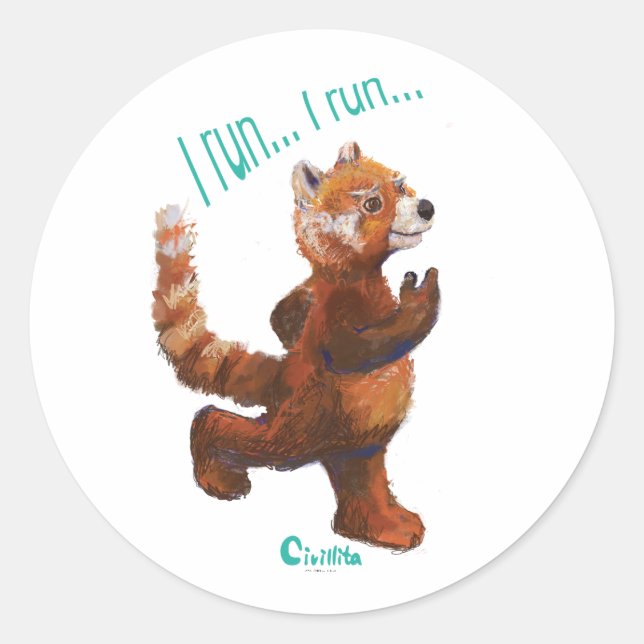 Adesivo Eu corro Corrida Red Panda Sticker (Frente)